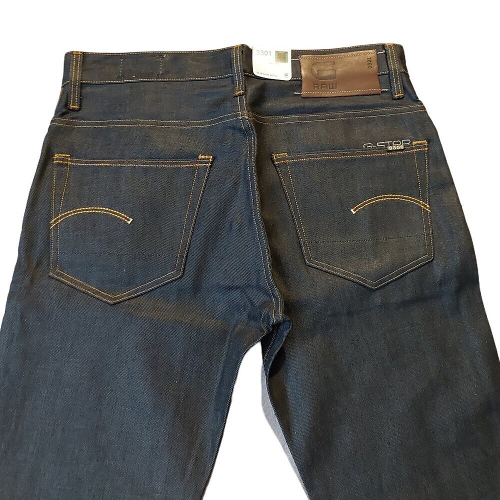 G-Star Raw 3301 Loose Brooklyn Denim Button Fly Dark Blue Denim Jeans Sz 30 NWT - Picture 12 of 15